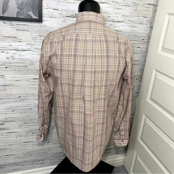 EDDIE Bauer Neutral Plaid Preppy Casual Button Down Shirt Brown Relaxed fit M/L - Picture 8 of 11